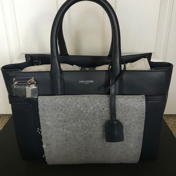 Zadig Voltaire Candide Medium Clous Marine Bag NWT - Picture 2 of 8
